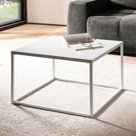 Table basse carrée 60x60x40 cm en acier blanc