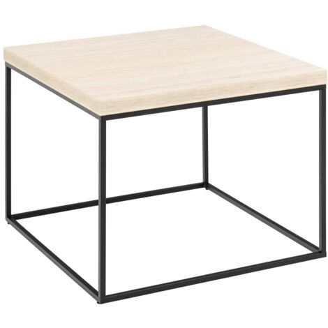 Table basse carrée 60x60x45 cm décor travertin beige - AYA