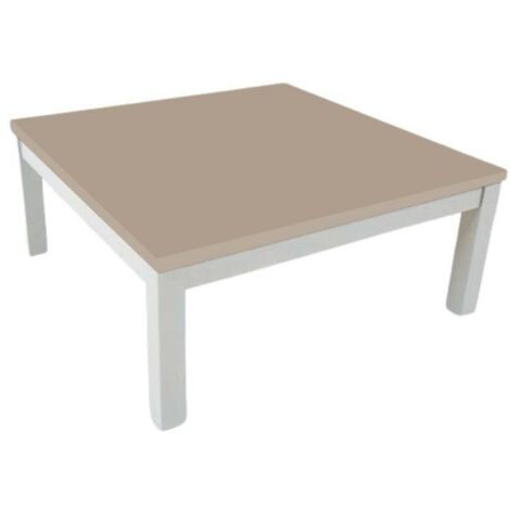 Table basse carrée 80 cm avec cadre blanc et plateau couleur argile - Tratto