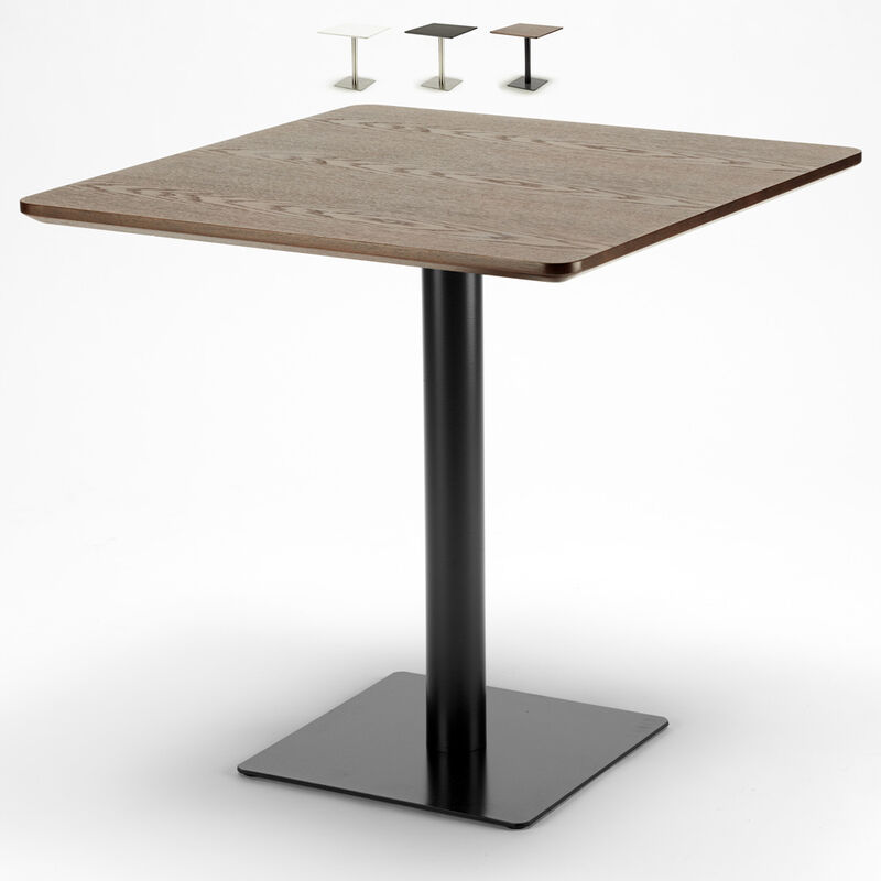 Table basse carrée 90x90 avec pied central pour bistro et bar Horeca Couleur: Marron - Noir