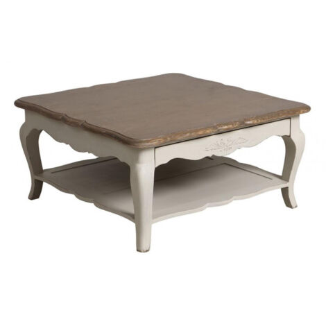 Table basse carrée avec rangement - Bois - Blanc - Interior's