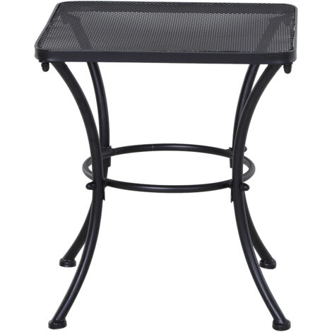 Table Basse Carrée Bistro Jardin 45x45x50cm Métal Époxy Anticorrosion Noir