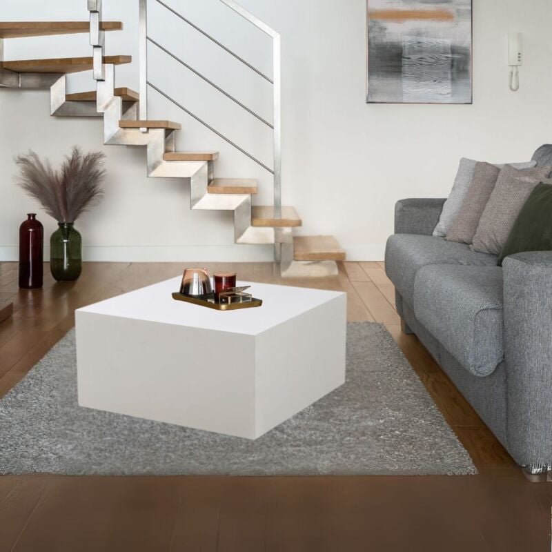 Table basse carrée blanche 80x40H cm - Leila