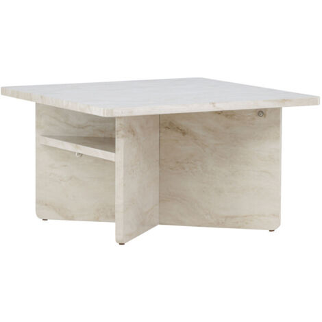 Table basse carrée effet marbre 75x75cm - Beige - Alesund