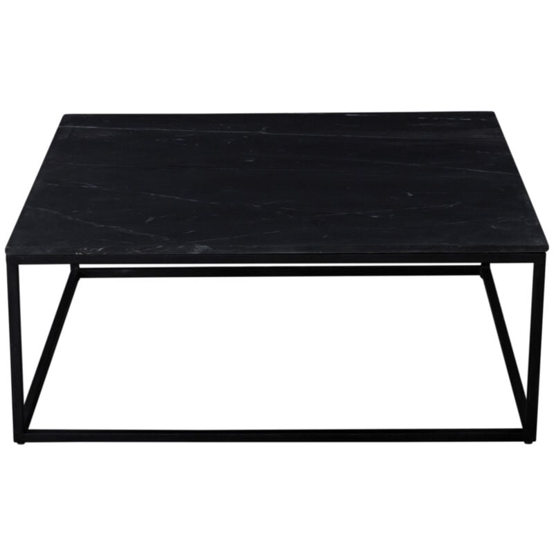 Table basse carrée en marbre et métal 100x100cm - Noir - SAKU