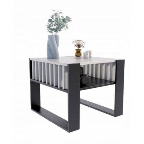 Table basse carrée IGA blanche/noire pour le salon Table basse MK