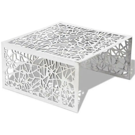 Table basse carrée métal argenté Hope