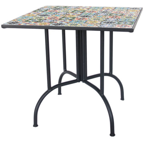 Table Basse Carrée Mosaïque Flower 80x80 cm