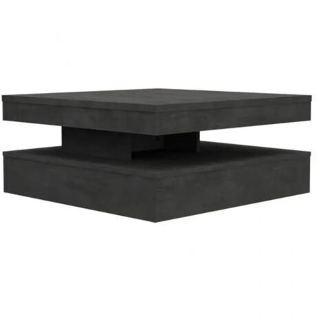 Table basse carrée plateau rotatif décor béton gris anthracite – WILLO