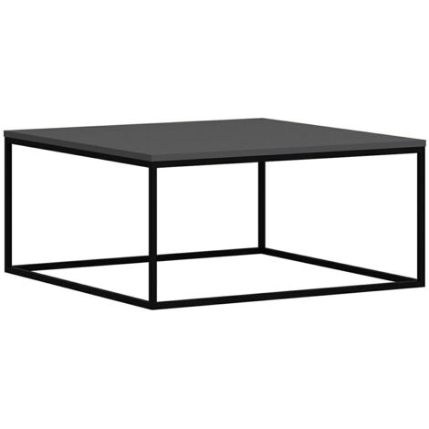 Table basse carrée Sancho 90x90cm Métal Noir et Bois Anthracite