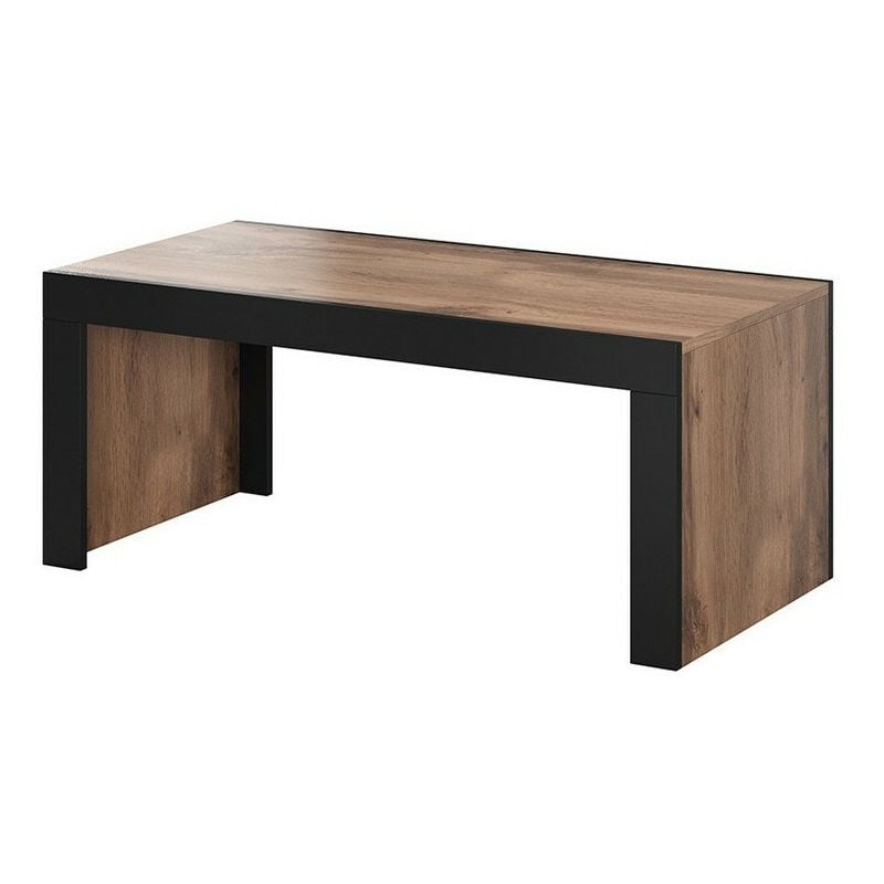 Mobilier1 - Table basse Charlotte 146, Chêne wotan + Noir, 50x60x120cm, Diamètre: 0, Stratifié, Angulaire