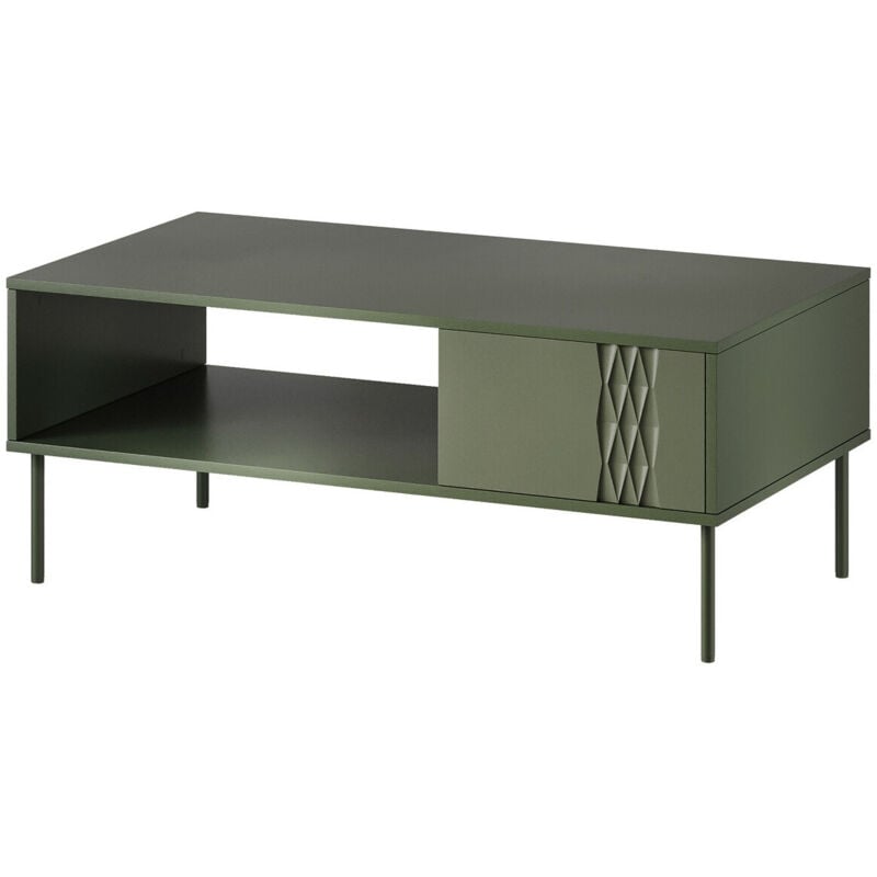 Mobilier1 - Table basse Tolete 103, Vert, 40x60x110cm, Diamètre: 0, Stratifié, Angulaire