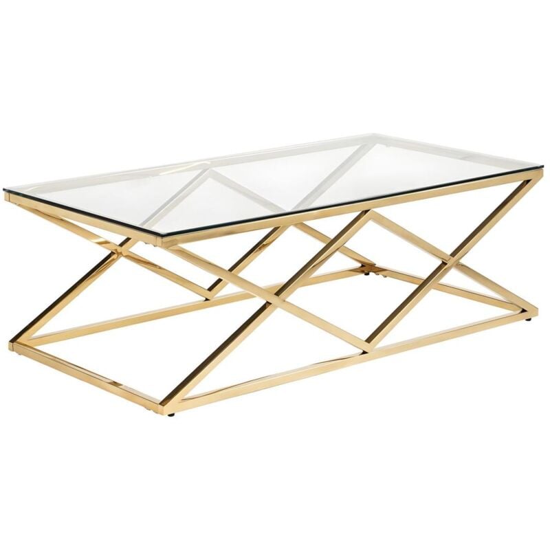 Pascal Morabito - Table basse charlotte de Verre trempé et acier - Doré