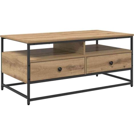 Table basse chêne artisanal 100 x 51 x 45 cm Bois d'ingénierie CFW892493