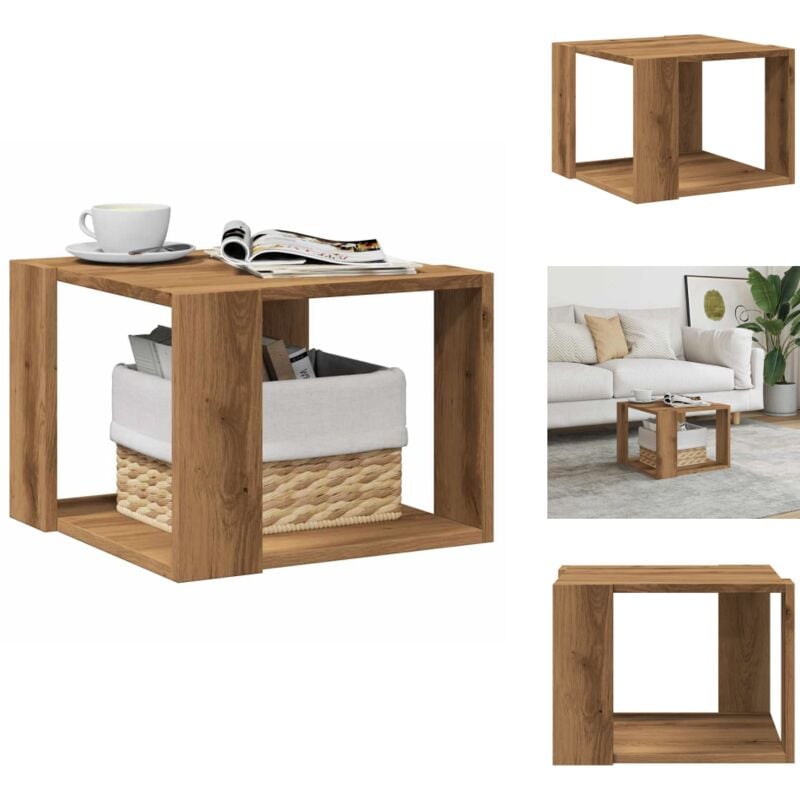 Table basse chêne artisanal 40x40x30 cm bois d'ingénierie - Table Basse - Tables Basses - Table D'appoint - Bout De Canapé