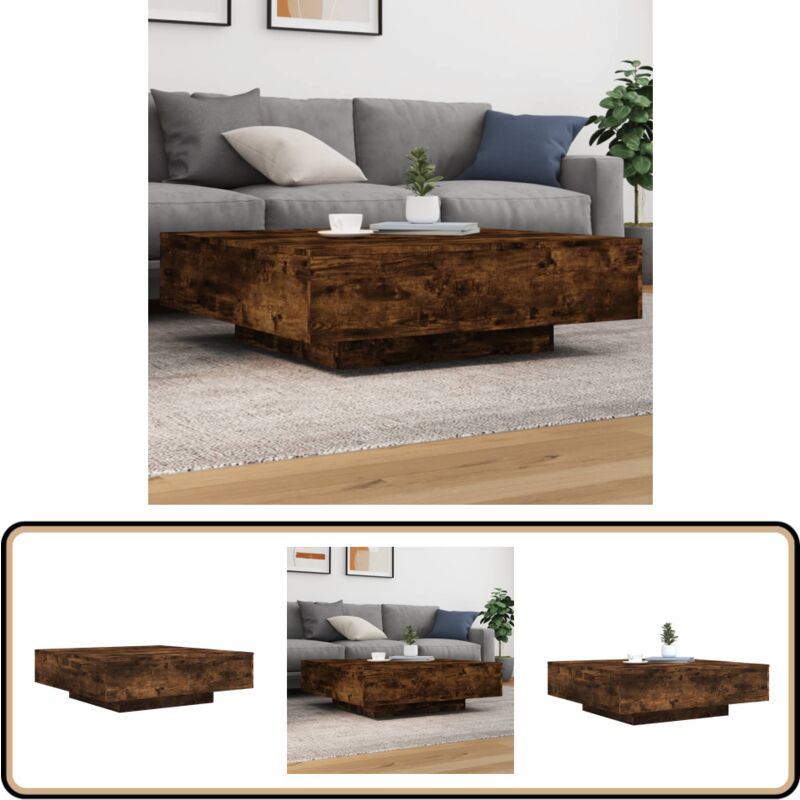Table basse chêne fumé 100x100x31 cm bois d'ingénierie - Table Basse - Meuble Salon - Table D'appoint - Table Design - Table En Bois