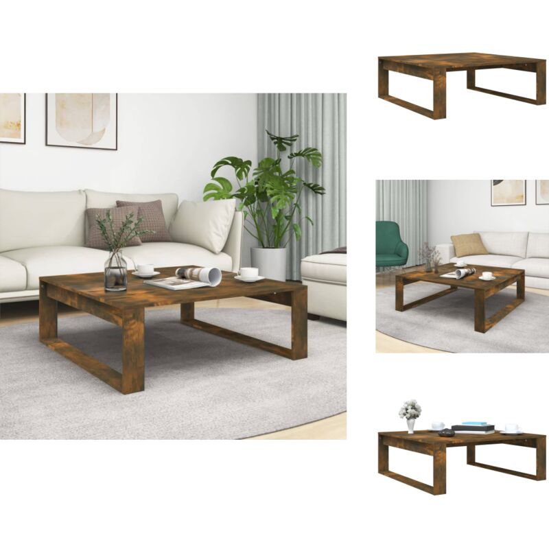 Table basse Chêne fumé 100x100x35 cm Bois d'ingénierie - Table Basse - Meuble Salon - Table D'appoint - Table En Bois - Design Moderne