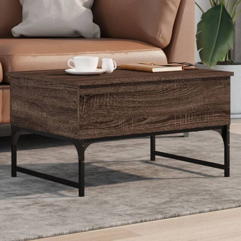 Vidaxl - Table basse chêne marron 70x50x40 cm bois d'ingénierie et métal