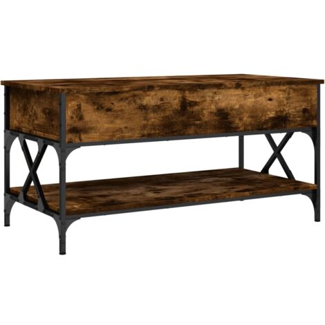Table basse chêne fumé 100x50x50 bois d'ingénierie et métal