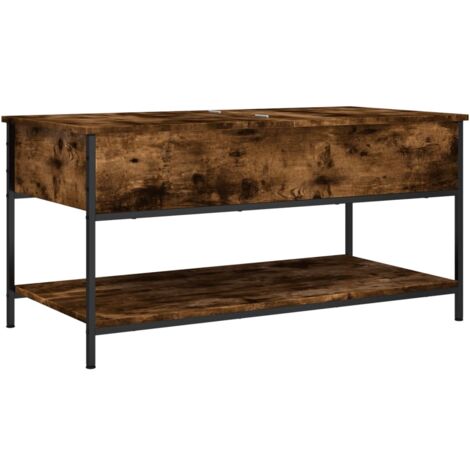 Table basse chêne fumé 100x50x50 bois d'ingénierie et métal