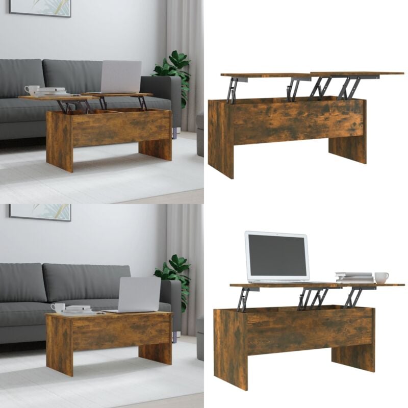 Vidaxl - Table basse Chêne fumé 102x50,5x46,5 cm Bois d'ingénierie - Table Basse - Meuble Salon - Table D'appoint - Design Moderne - Rangement Caché