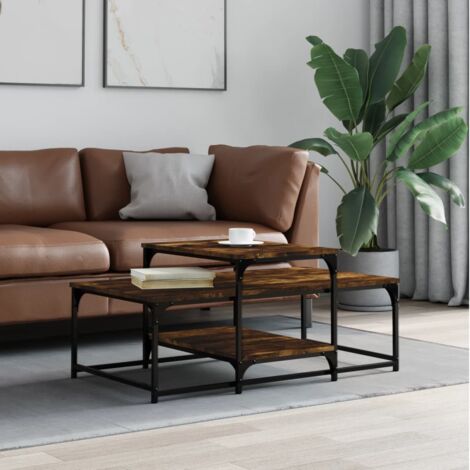 Table basse chêne fumé 102x60x45 cm bois d'ingénierie vidaXL