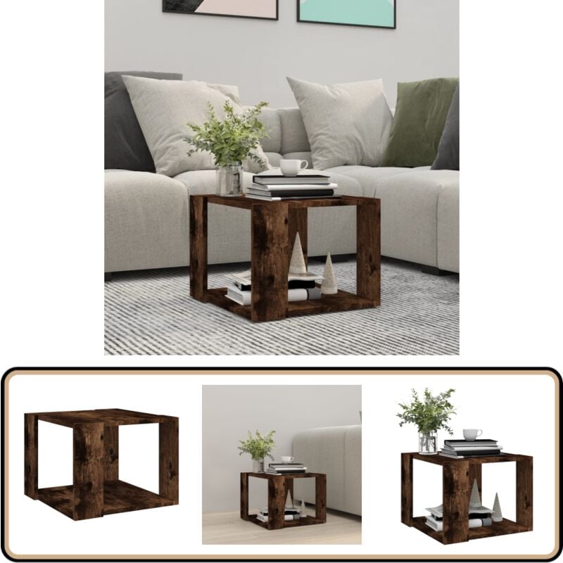 Table basse Chêne fumé 40x40x30 cm Bois d'ingénierie - Table Basse - Meuble Salon - Table D'appoint - Table Design - Table Ronde