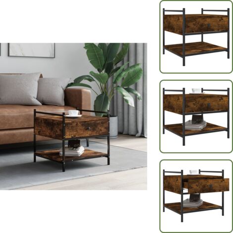 Table basse chêne fumé 50x50x50 cm bois d'ingénierie - Table Basse - Meuble Salon - Table D'appoint - Table Design - Table Ronde