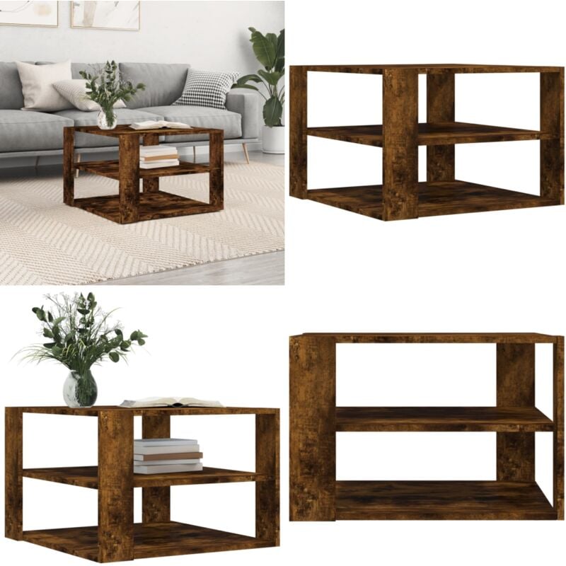 Vidaxl - Table basse chêne fumé 59,5x59,5x40 cm bois d'ingénierie - Table Basse - Meuble Salon - Table D'appoint - Table En Bois - Design Moderne