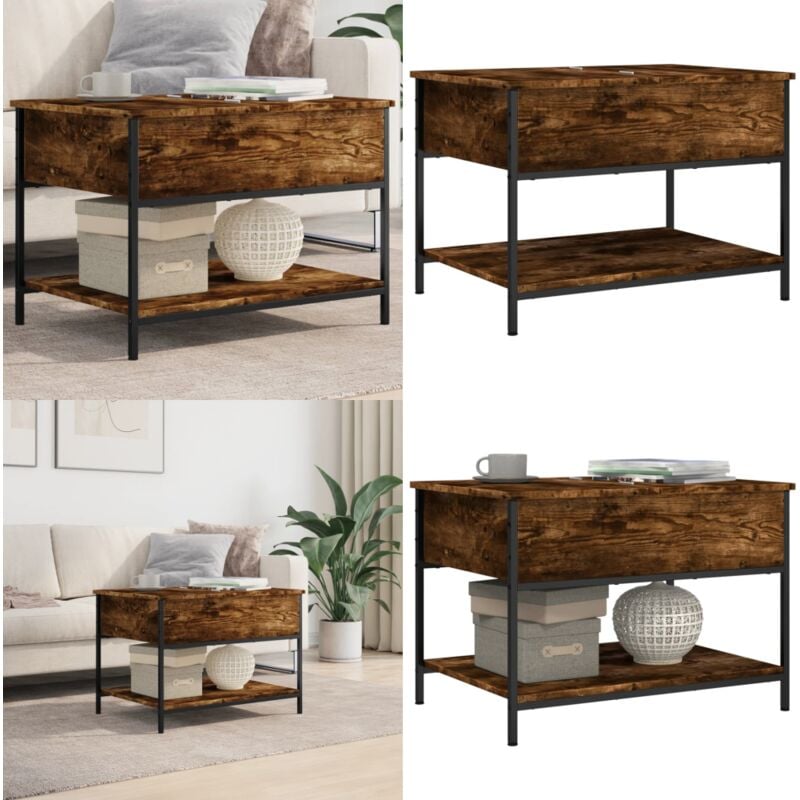 Vidaxl - Table basse chêne fumé 70x50x50 cm bois d'ingénierie et métal - Table Basse - Meuble Salon - Table D'appoint - Table Design - Table Moderne