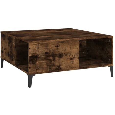 Table basse chêne fumé 80x80x36,5 bois d'ingénierie