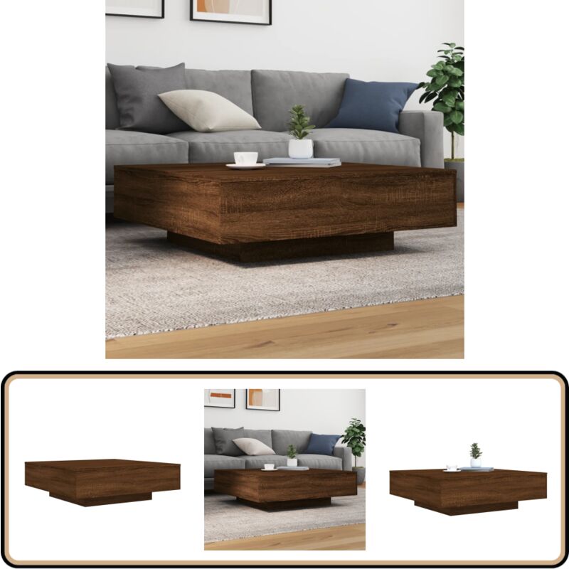 Table basse chêne marron 100x100x31 cm bois d'ingénierie - Table Basse - Meuble Salon - Table D'appoint - Design Moderne - Bois D'ingénierie