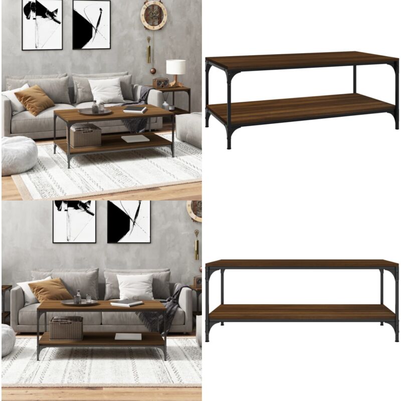 Vidaxl - Table basse Chêne marron 100x50x40 cm Bois d'ingénierie - Table Basse - Meuble Industriel - Table D'appoint - Table Salon - Rangement - Home