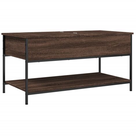 Table basse chêne marron 100x50x50 bois d'ingénierie et métal