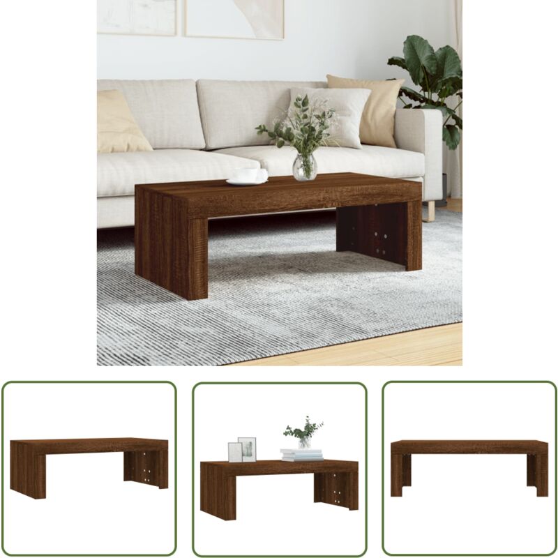 Les Tendances - The Living Store Table basse chêne marron 102x50x36 cm bois d'ingénierie - Table Basse - Meuble Salon - Table D'appoint - Table Ronde