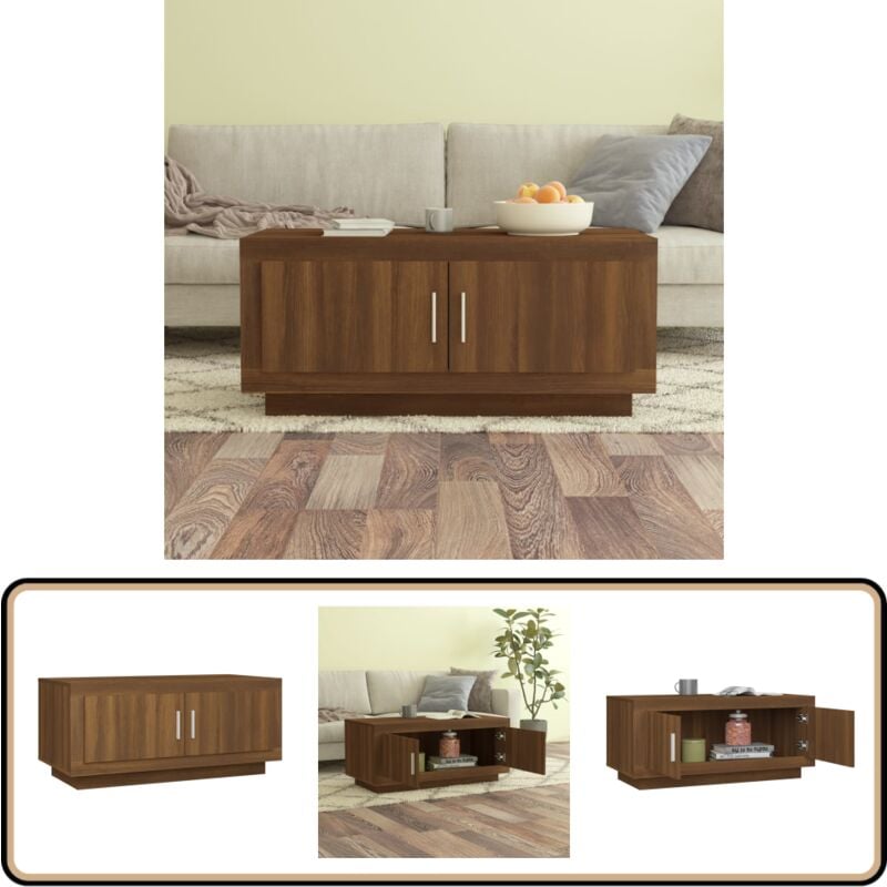 Table basse Chêne marron 102x50x45 cm Bois d'ingénierie - Table Basse - Meuble Salon - Table D'appoint - Bout De Canapé - Bois D'ingénierie