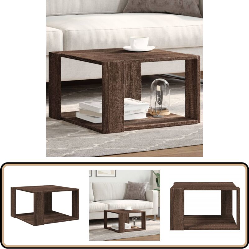 Table basse chêne marron 51,5x51,5x30 cm bois d'ingénierie - Table Basse - Meuble Salon - Table D'appoint - Bout De Canapé - Table Ronde