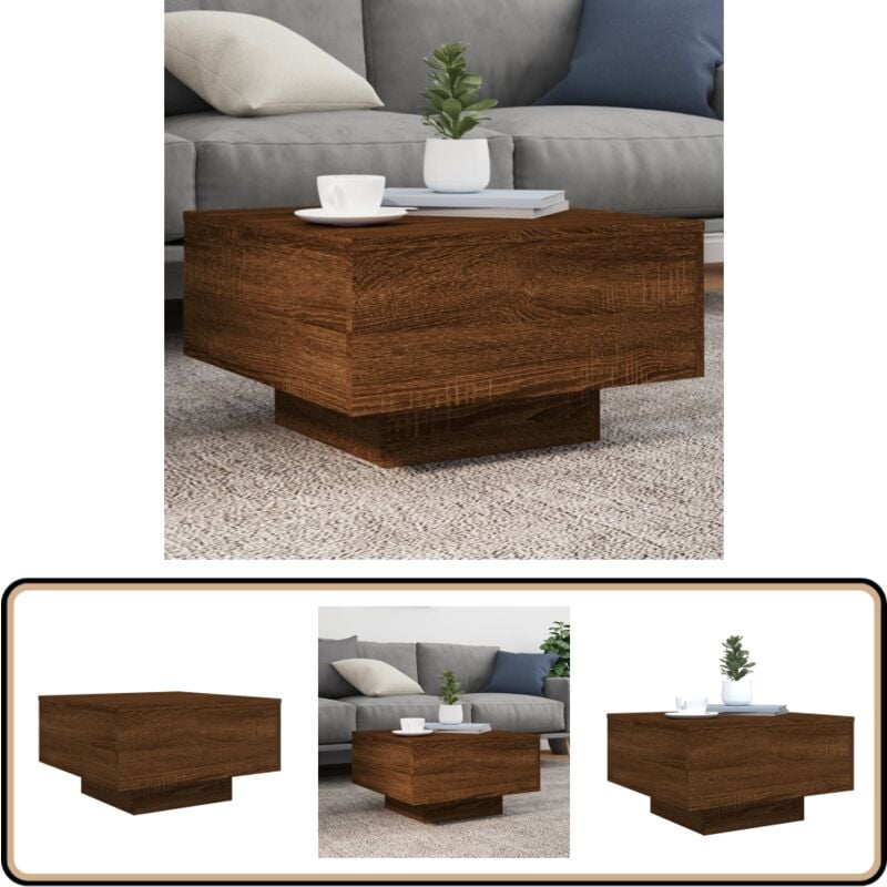 Table basse chêne marron 55x55x31 cm bois d'ingénierie - Table Basse - Meuble Salon - Table D'appoint - Table Design - Table En Bois