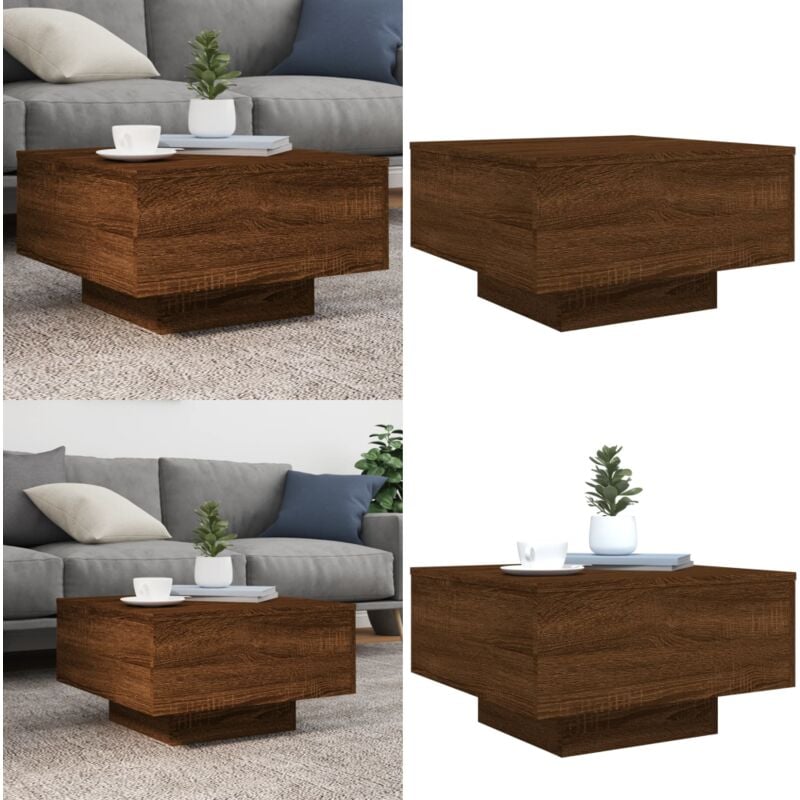 Table basse chêne marron 55x55x31 cm bois d'ingénierie - Table Basse - Meuble Salon - Table D'appoint - Table Design - Table En Bois - Home & Living