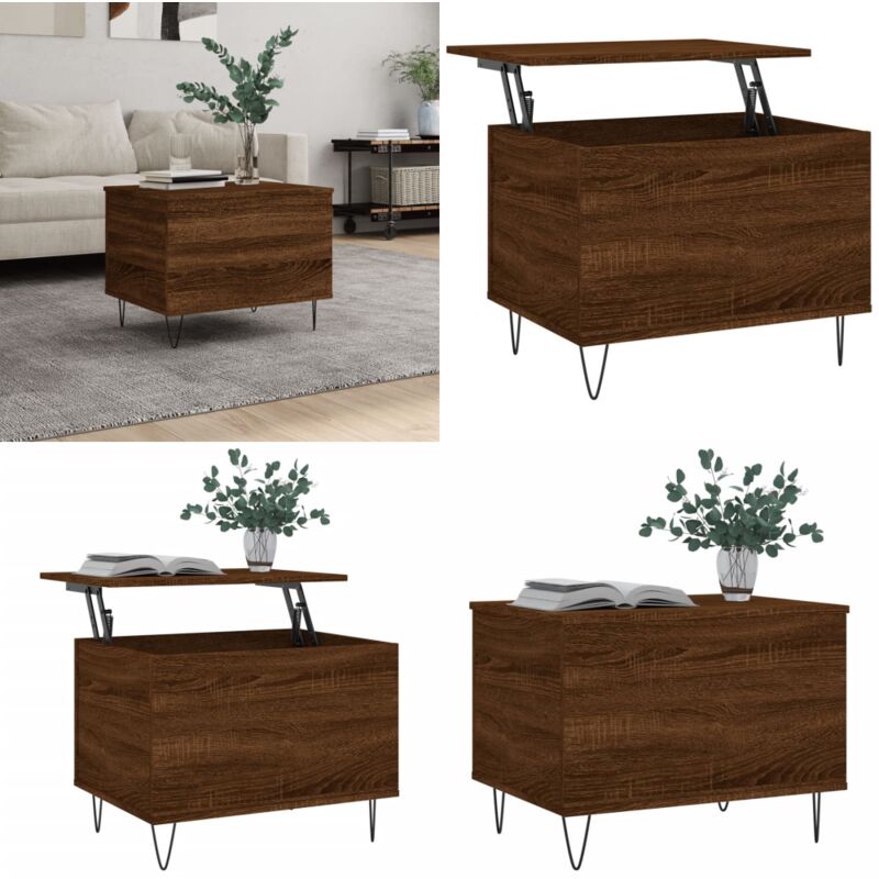 Vidaxl - Table basse Chêne marron 60x44,5x45 cm Bois d'ingénierie - Table Basse - Meuble Salon - Table D'appoint - Table Relevage - Table