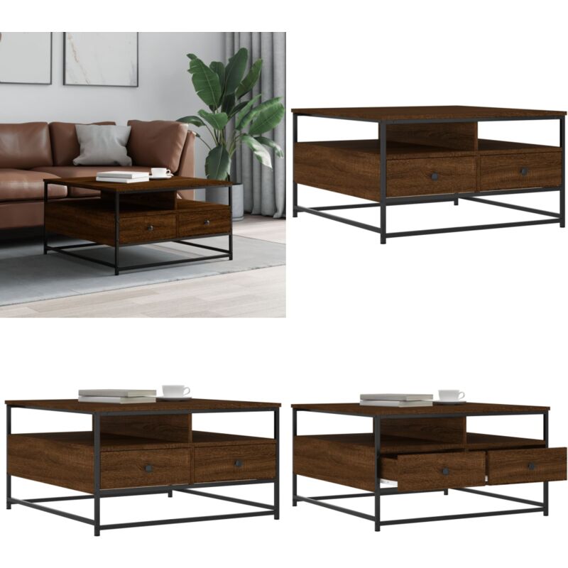Vidaxl - Table basse chêne marron 80x80x45 cm bois d'ingénierie - Table Basse - Meuble Salon - Table D'appoint - Table Côté Canapé - Design Moderne