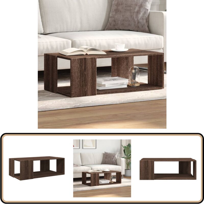 Table basse chêne marron 89,5x48x30 cm bois d'ingénierie - Table Basse - Meuble Salon - Table D'appoint - Bout De Canapé - Table Ronde
