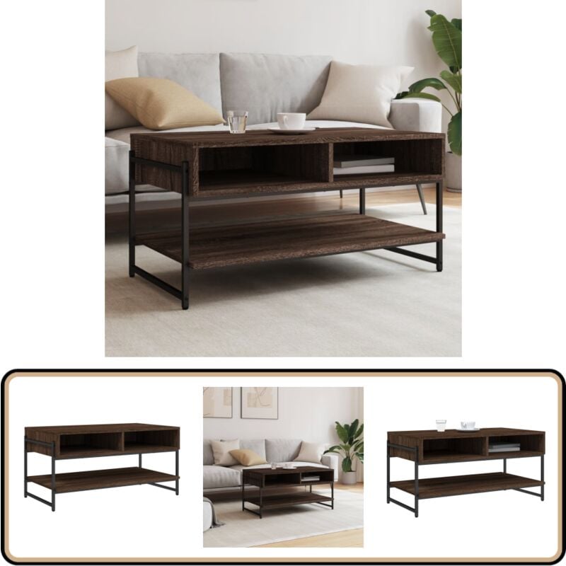 Table basse chêne marron 90x50x45 cm bois d'ingénierie - Table Basse - Meuble Salon - Table D'appoint - Bout De Canapé - Table Design