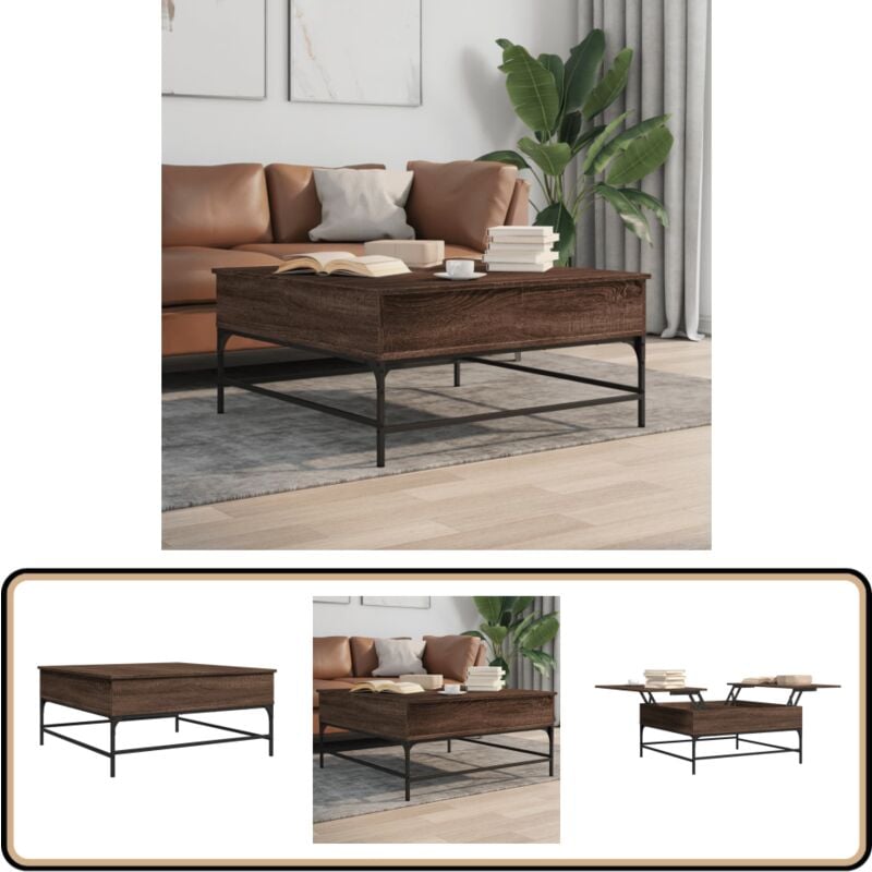 Vidaxl - Table basse chêne marron 95x95x45 cm bois d'ingénierie et métal - Table Basse - Meuble Salon - Table D'appoint - Table Design - Table