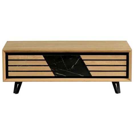Table basse chêne massif blanchi 120cm Casita STORIA 1 tiroir