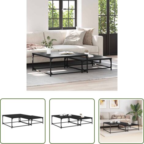 Table basse chêne noir -  Table basse 2 pcs Chêne noir Bois d'ingénierie