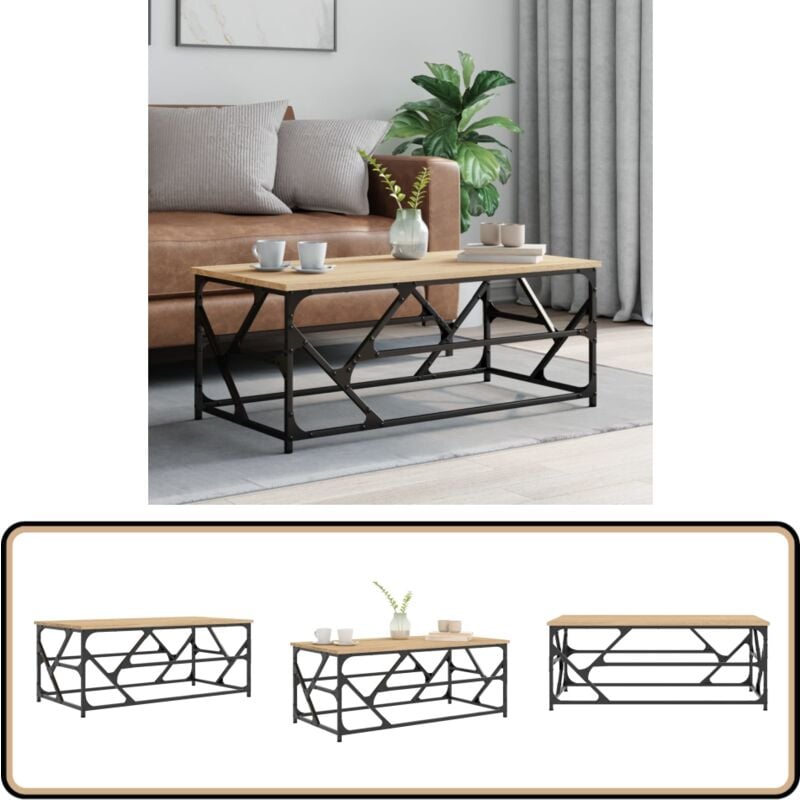 Table basse Chêne sonoma 100x50x40 cm Bois d'ingénierie - Table Basse - Meuble Salon - Table D'appoint - Table Industrielle - Design Moderne