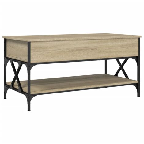 Table basse chêne sonoma 100x50x50 bois d'ingénierie et métal