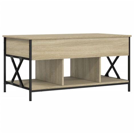 Table basse chêne sonoma 100x55x50 bois d'ingénierie et métal