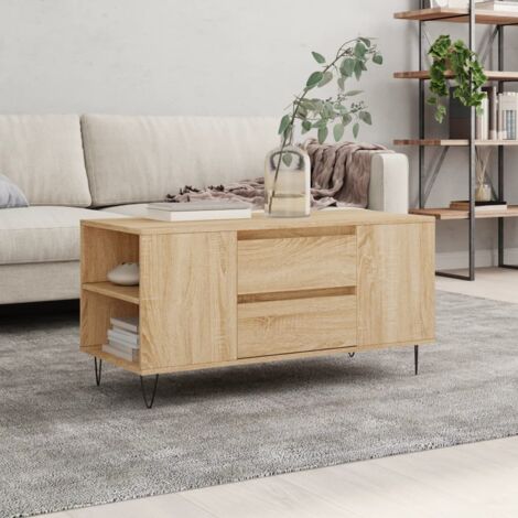 Table basse chêne sonoma 102x44,5x50 cm bois d'ingénierie vidaXL